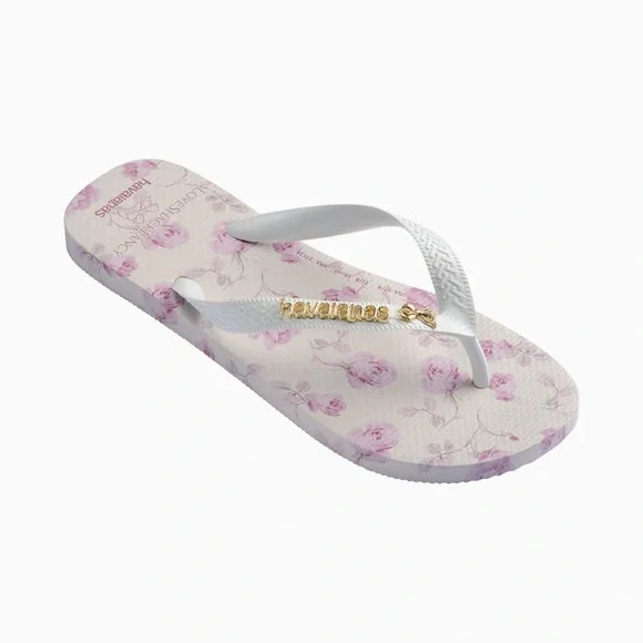 NWT LoveShackFancy x Havaianas Sterling Dusk Ribbon Rosa Flip Flops Size 7/8 - Picture 3 of 10